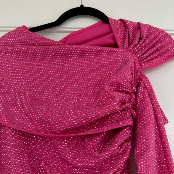 NWT Cult Gaia Nicole Mini Dress Sz XS in Dragonfruit Crystal-Embellished Allover - Picture 9 of 9